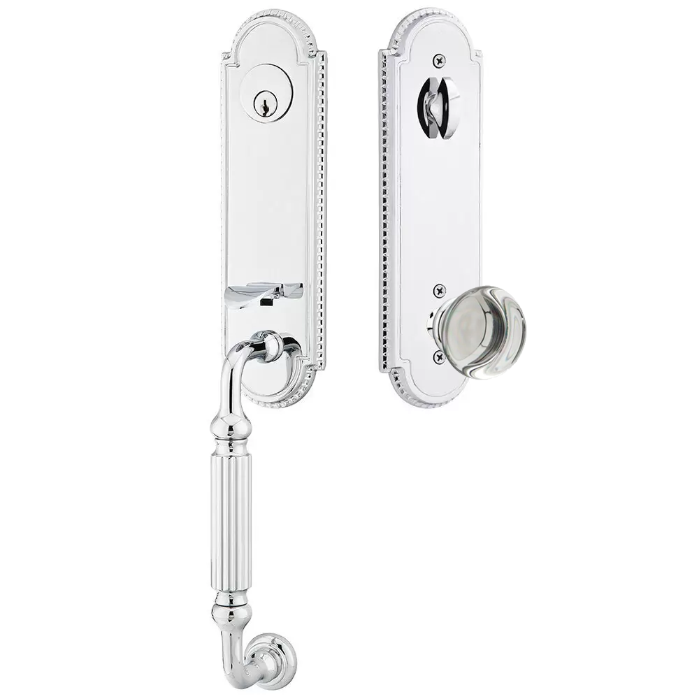 Emtek Orleans Tubular Entryset Monolithic with Providence Glass Knob