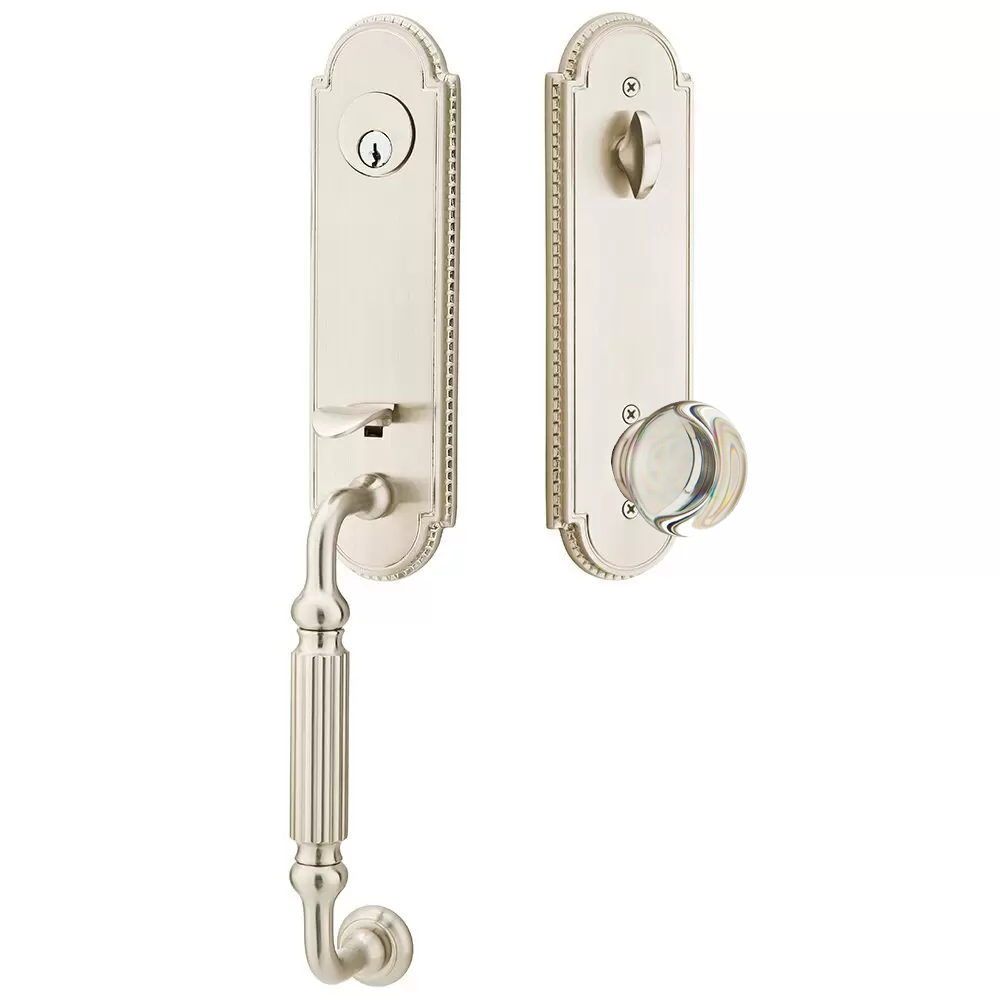 Emtek Orleans Tubular Entryset Monolithic with Providence Glass Knob