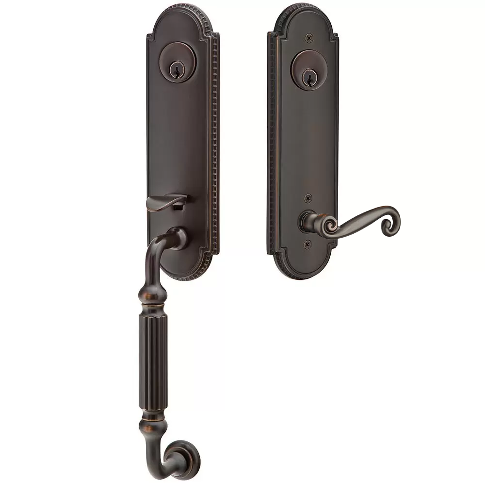 Emtek Orleans Tubular Entryset Monolithic with Rustic Lever