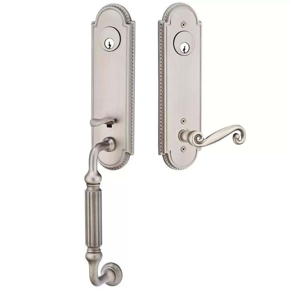 Emtek Orleans Tubular Entryset Monolithic with Rustic Lever