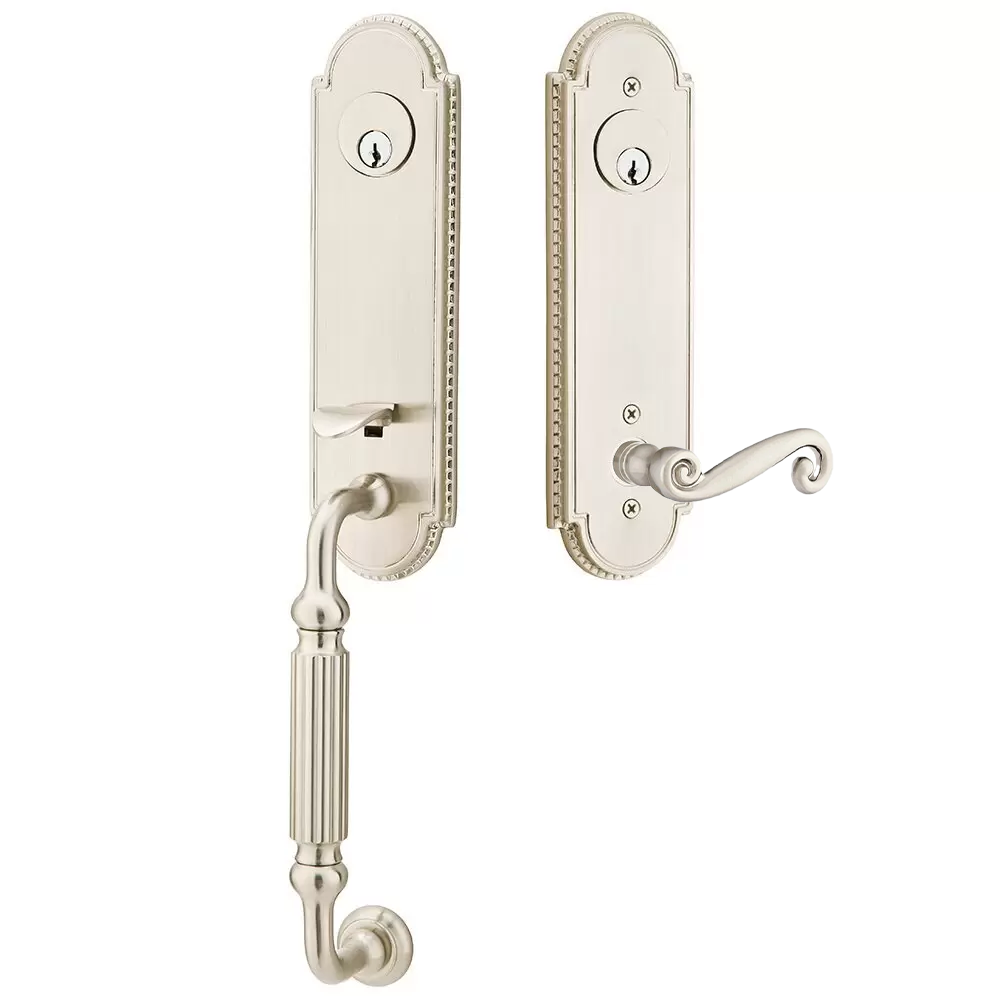 Emtek Orleans Tubular Entryset Monolithic with Rustic Lever
