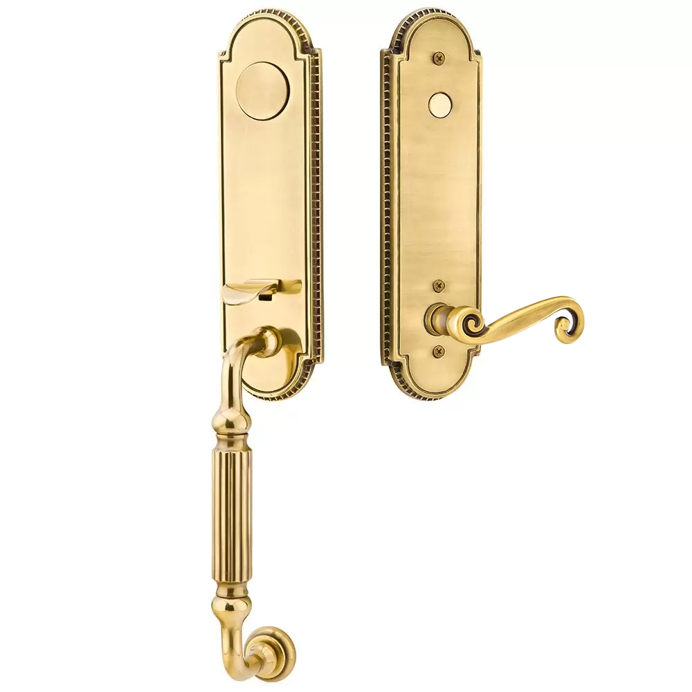 Emtek Orleans Tubular Entryset Monolithic with Rustic Lever