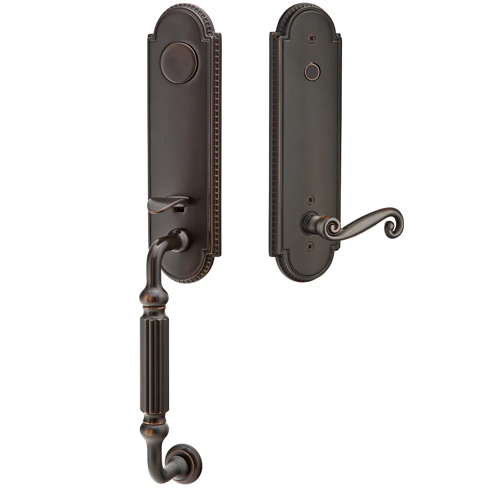 Emtek Orleans Tubular Entryset Monolithic with Rustic Lever