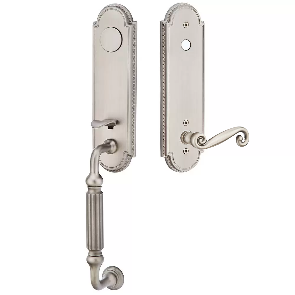 Emtek Orleans Tubular Entryset Monolithic with Rustic Lever