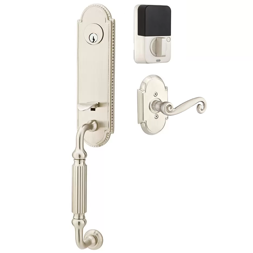 Emtek Orleans Tubular Entryset Monolithic with Rustic Lever