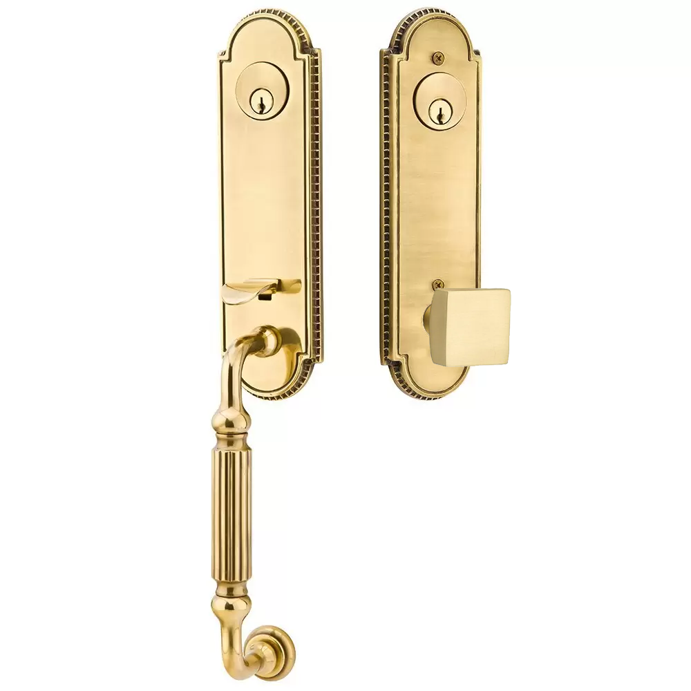 Emtek Orleans Tubular Entryset Monolithic with Square Knob