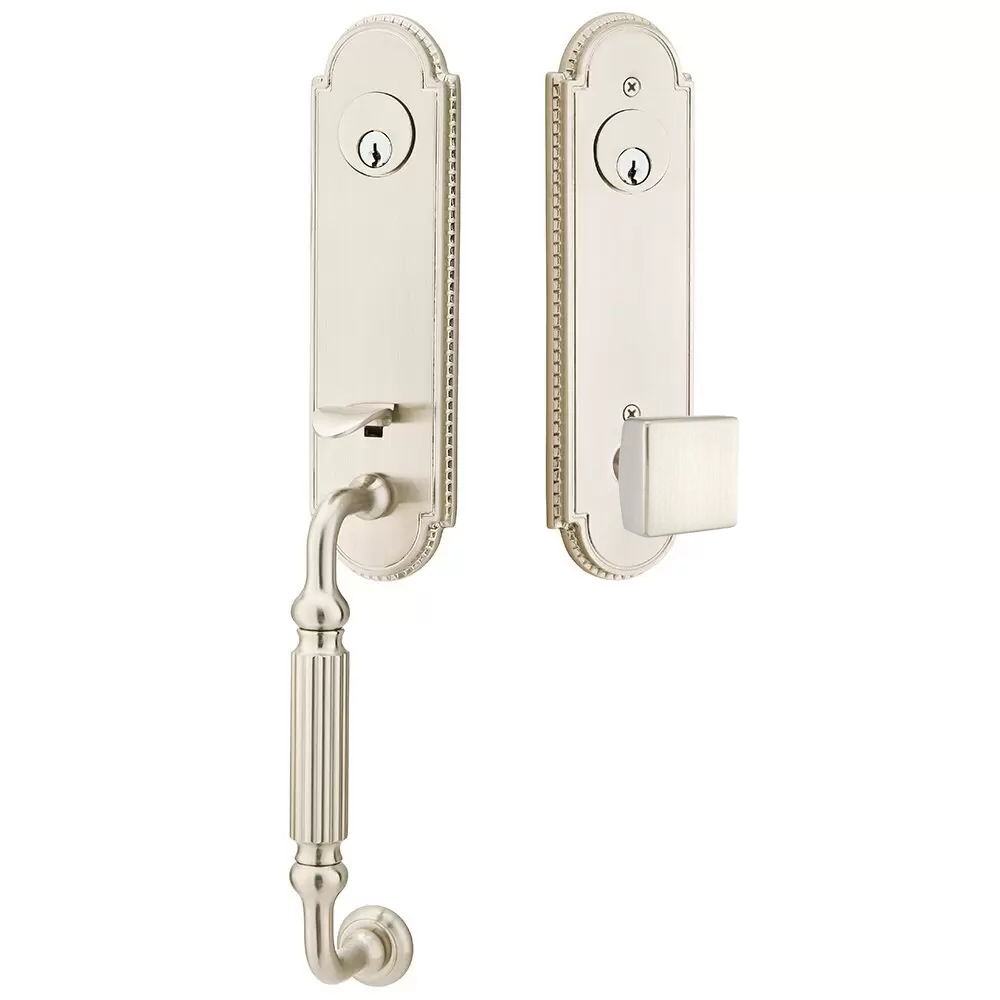 Emtek Orleans Tubular Entryset Monolithic with Square Knob