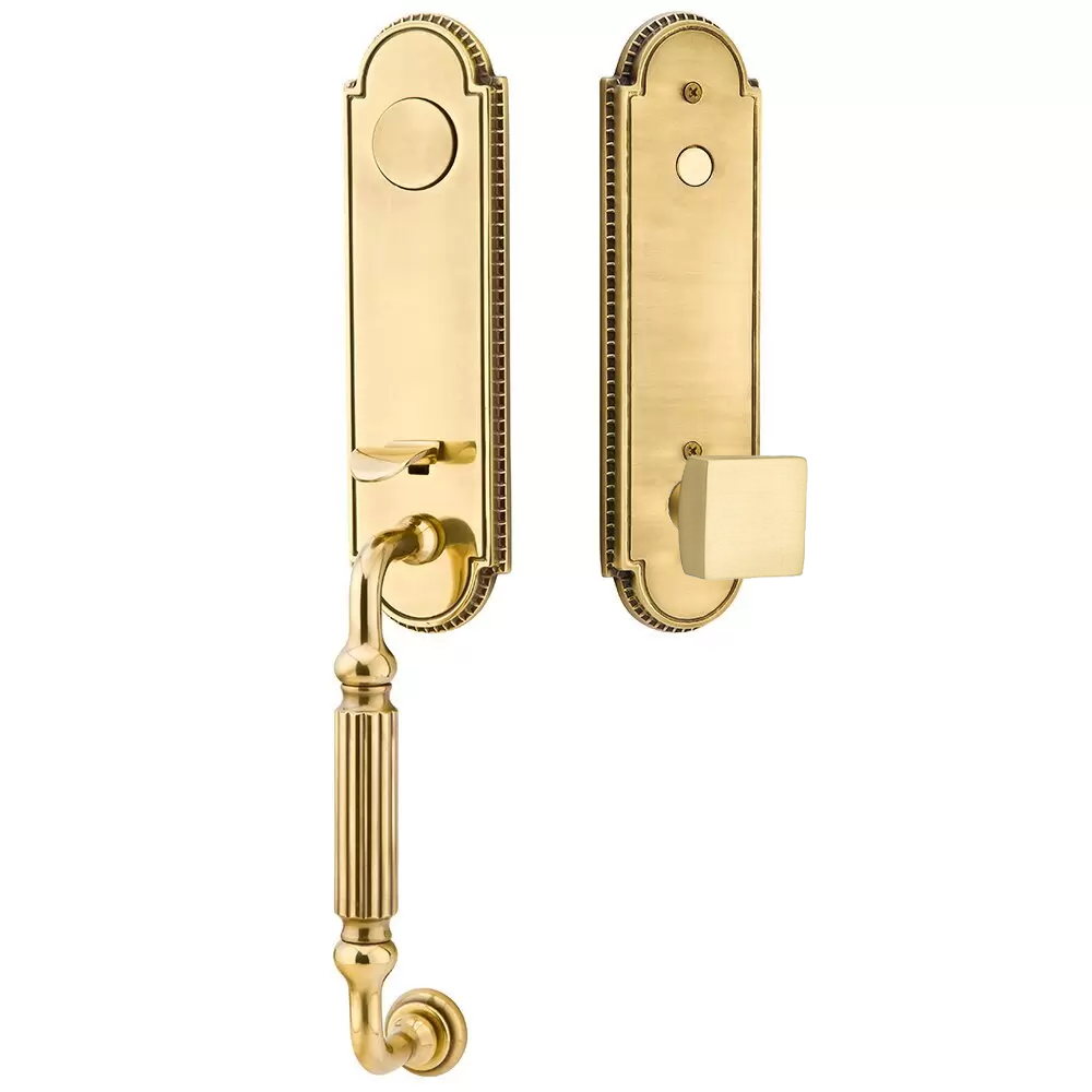 Emtek Orleans Tubular Entryset Monolithic with Square Knob