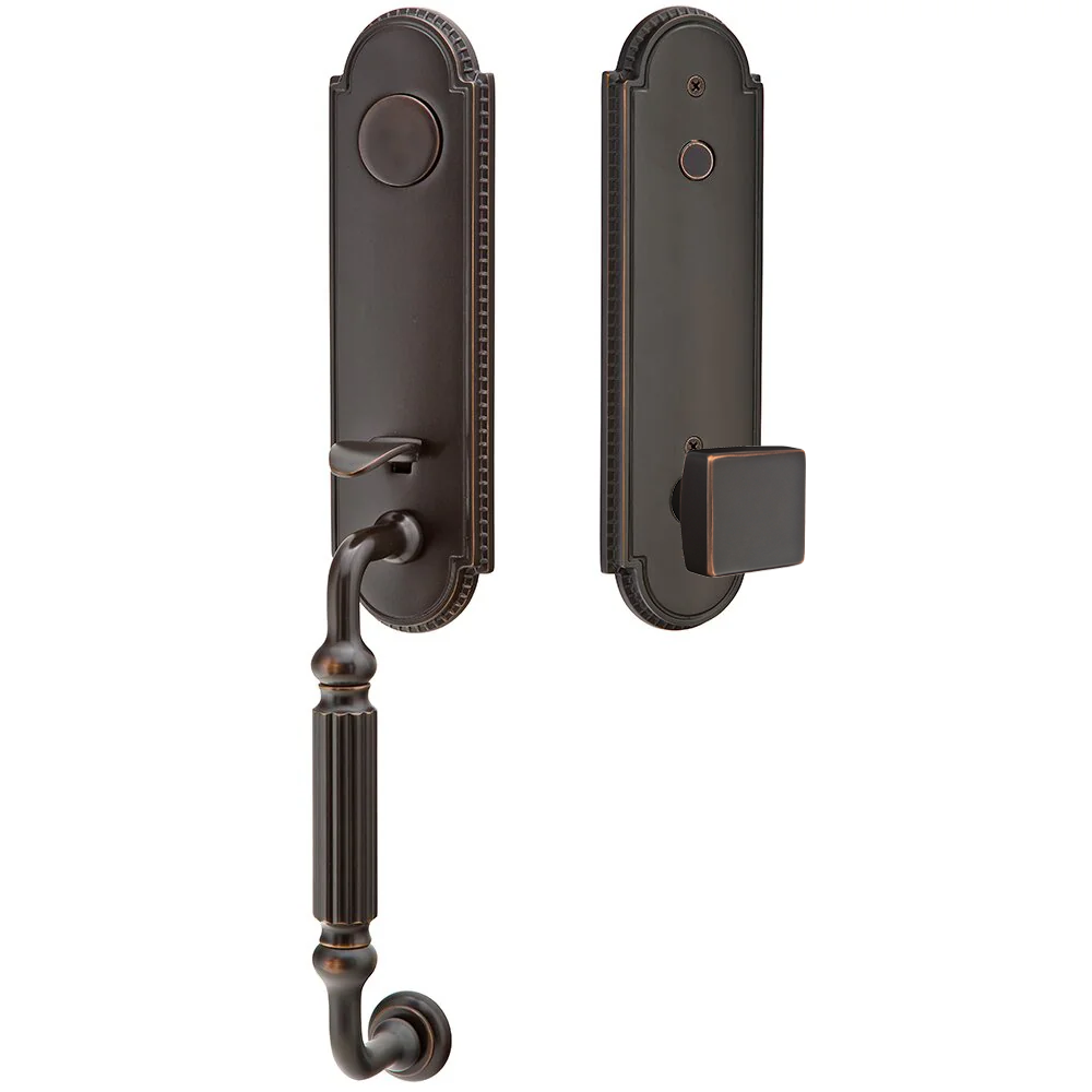 Emtek Orleans Tubular Entryset Monolithic with Square Knob