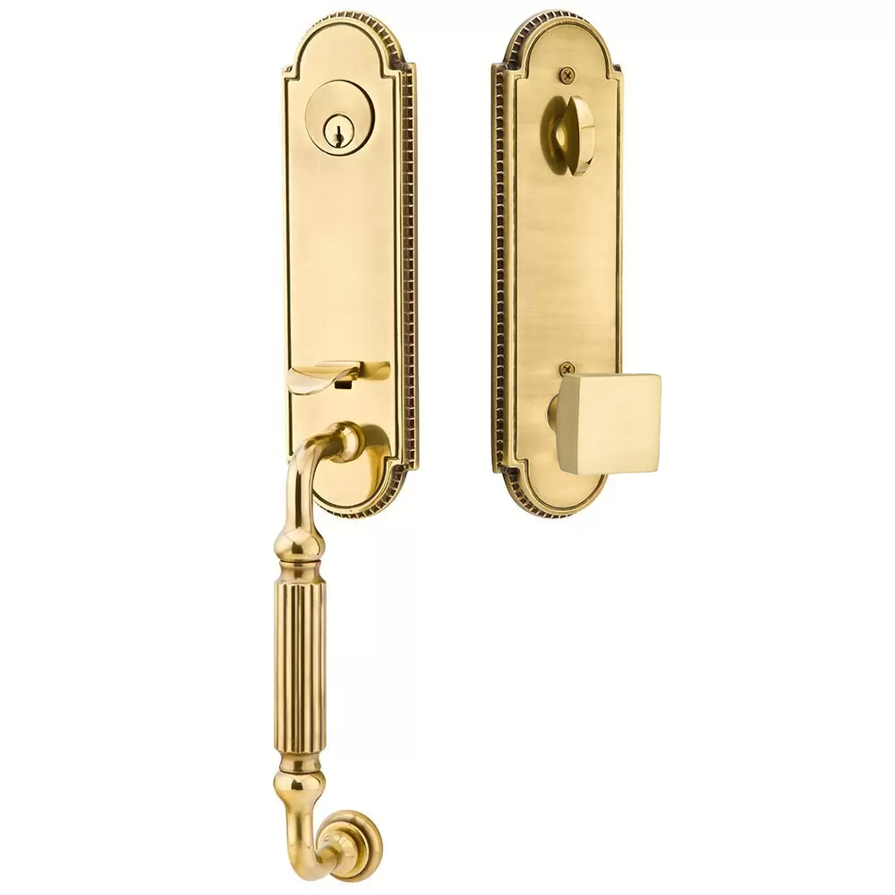 Emtek Orleans Tubular Entryset Monolithic with Square Knob