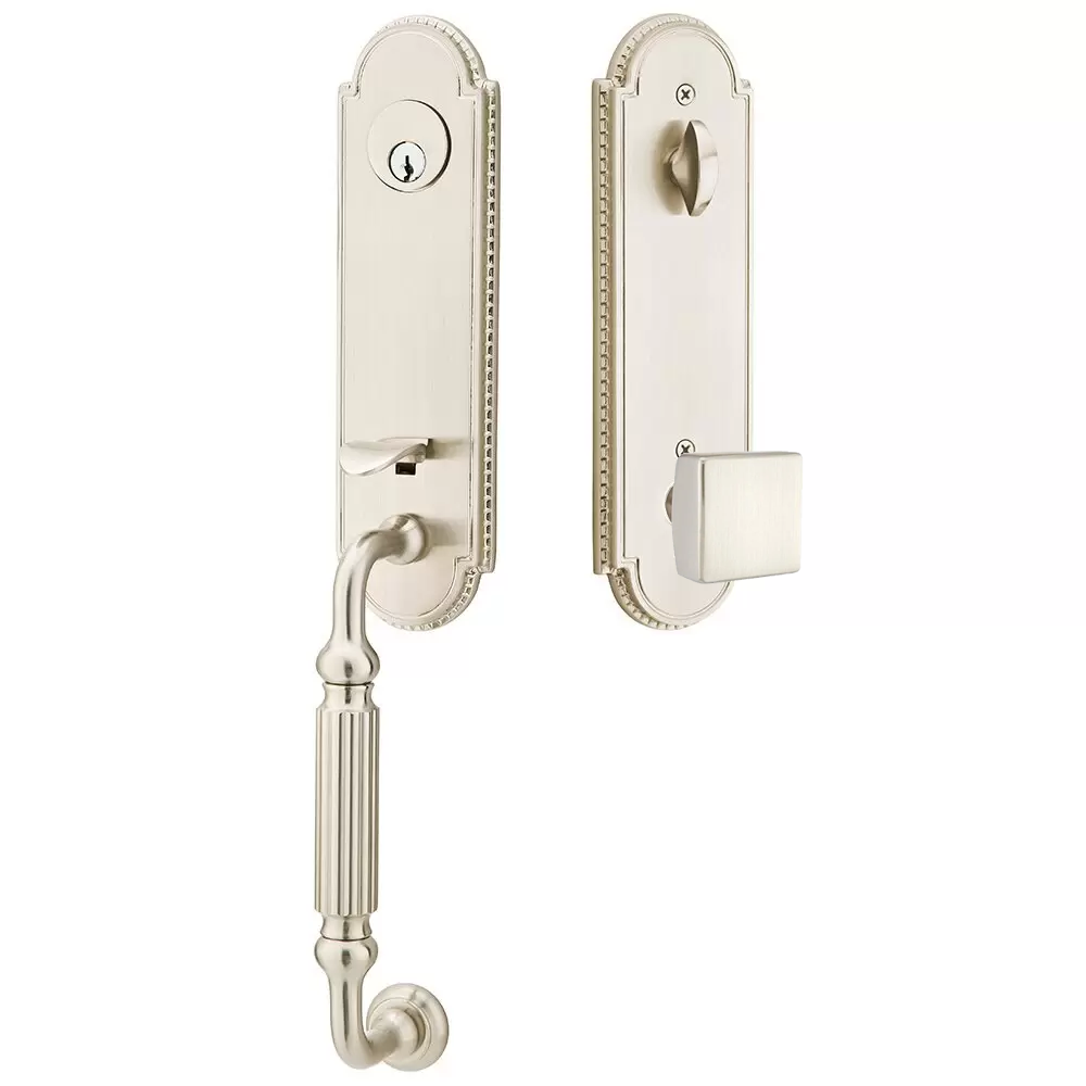 Emtek Orleans Tubular Entryset Monolithic with Square Knob