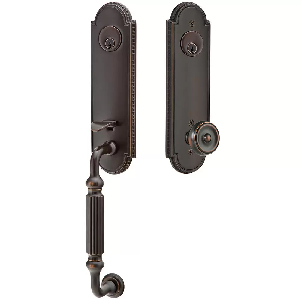 Emtek Orleans Tubular Entryset Monolithic with Waverly Knob
