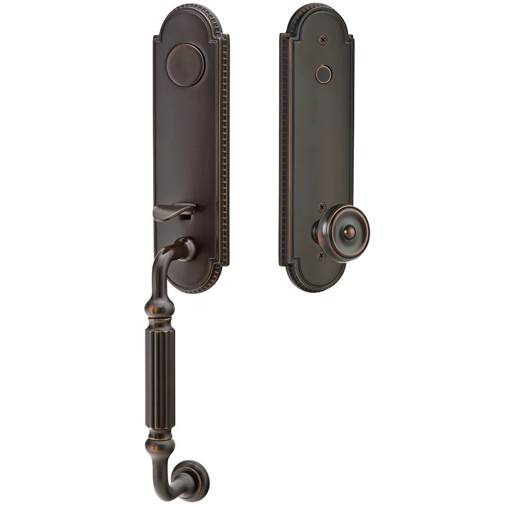 Emtek Orleans Tubular Entryset Monolithic with Waverly Knob