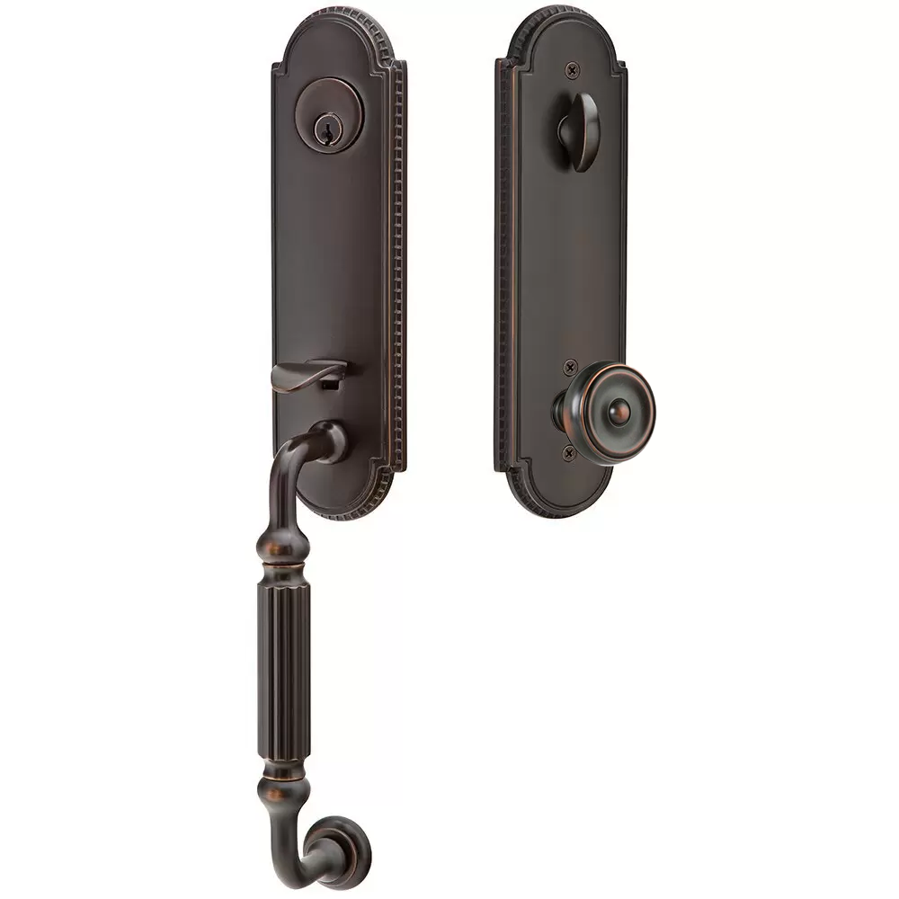 Emtek Orleans Tubular Entryset Monolithic with Waverly Knob