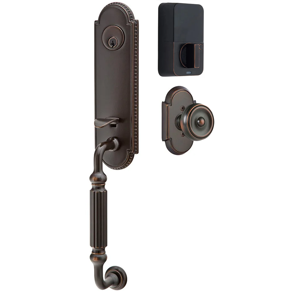 Emtek Orleans Tubular Entryset Monolithic with Waverly Knob