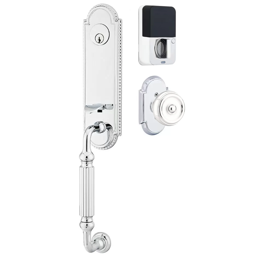 Emtek Orleans Tubular Entryset Monolithic with Waverly Knob