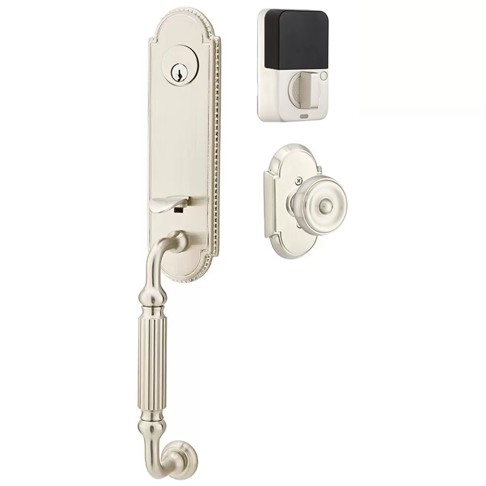 Emtek Orleans Tubular Entryset Monolithic with Waverly Knob