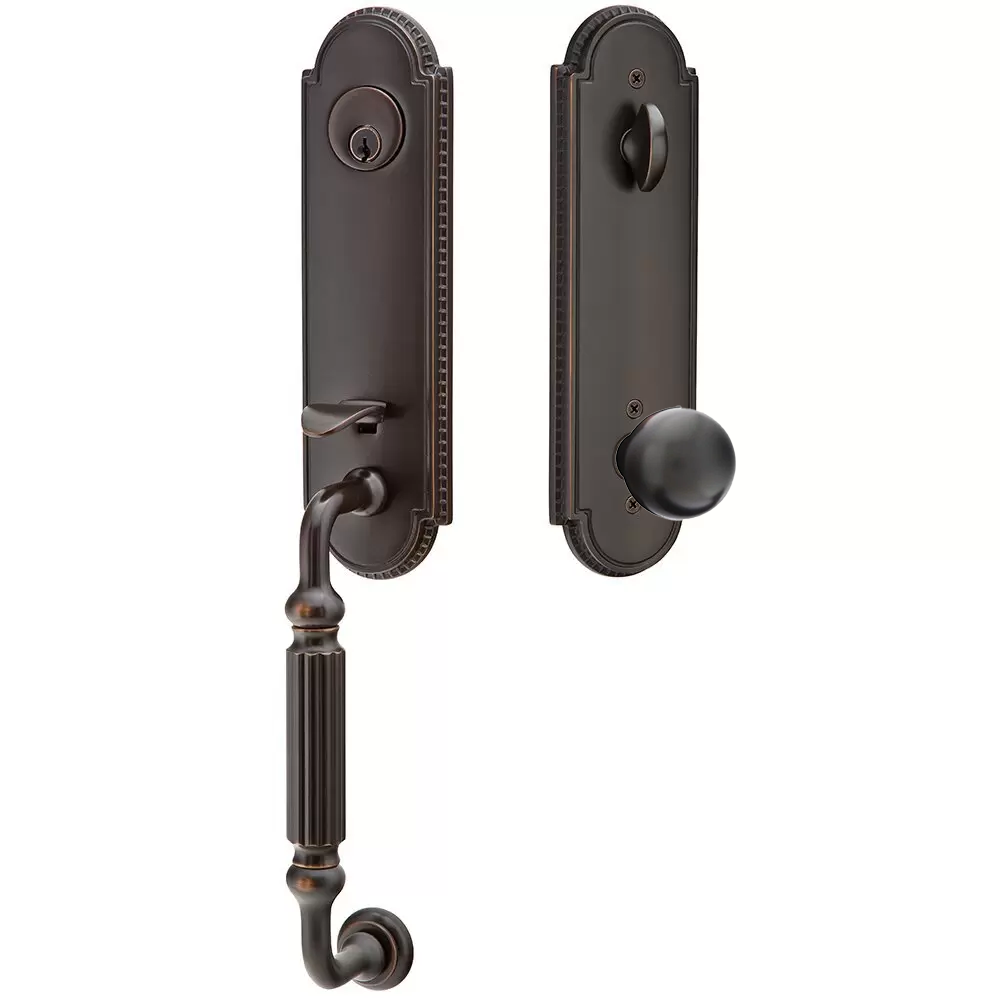 Emtek Orleans Tubular Entryset Monolithic with Orb Knob
