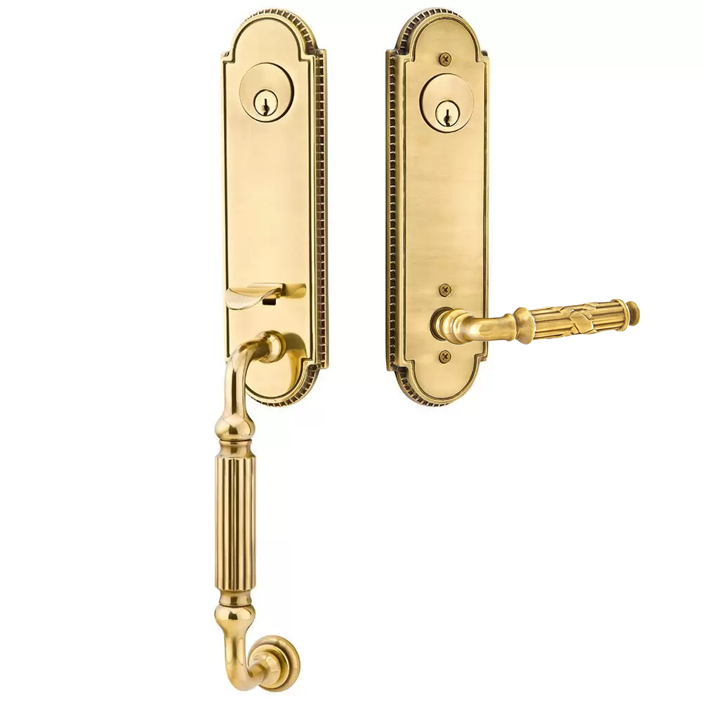 Emtek Orleans Tubular Entryset Monolithic with Ribbon & Reed Lever