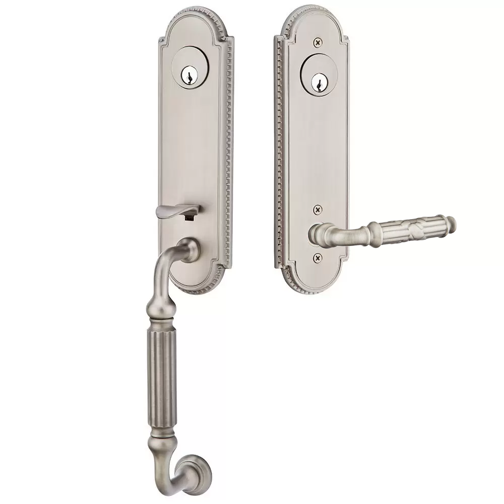 Emtek Orleans Tubular Entryset Monolithic with Ribbon & Reed Lever