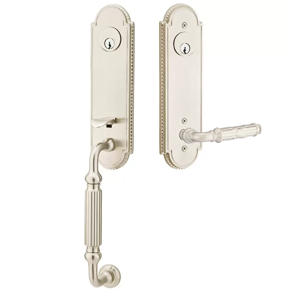 Emtek Orleans Tubular Entryset Monolithic with Ribbon & Reed Lever