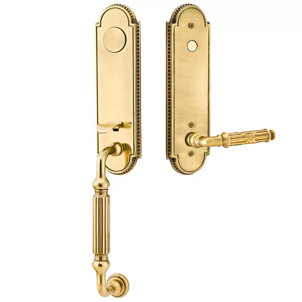 Emtek Orleans Tubular Entryset Monolithic with Ribbon & Reed Lever