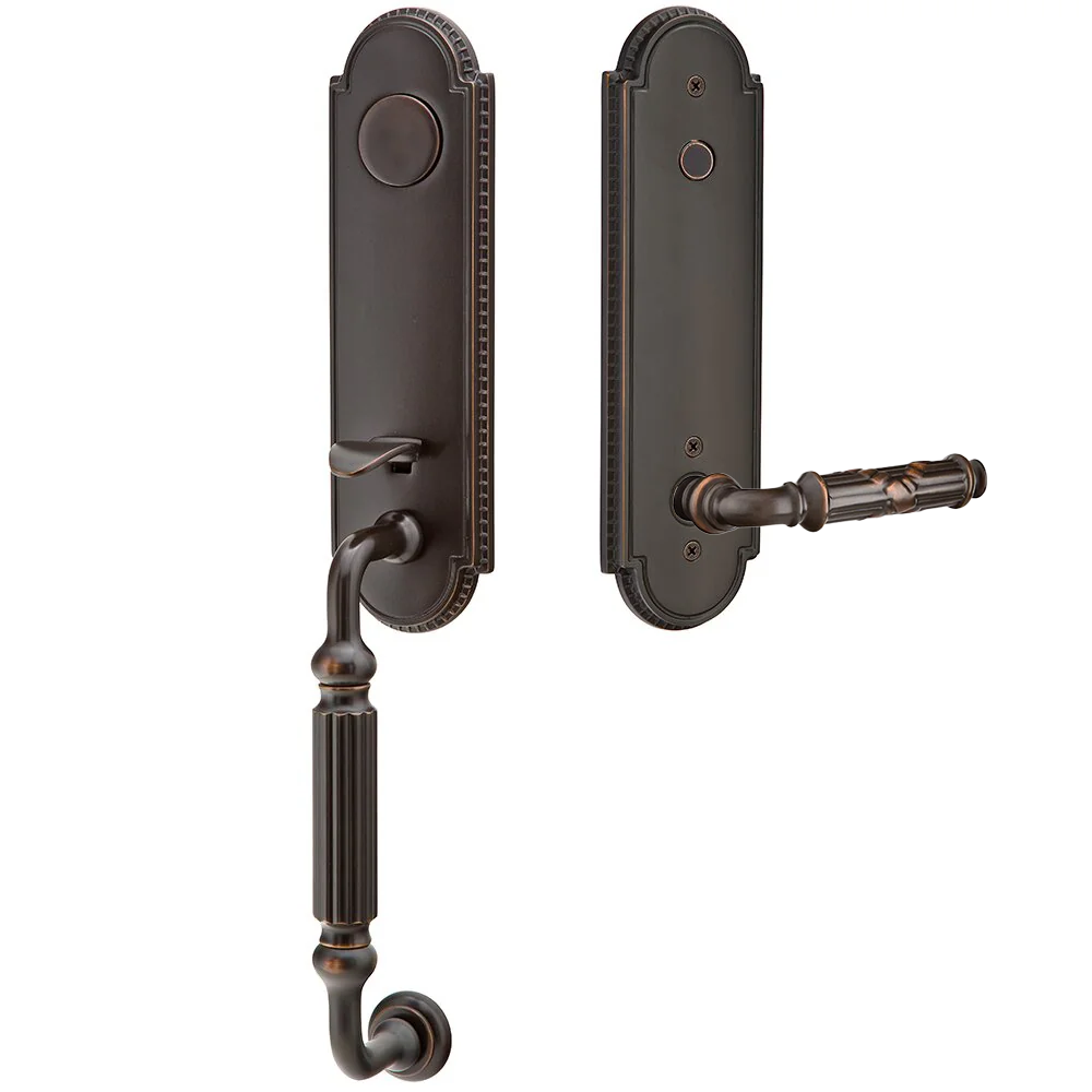 Emtek Orleans Tubular Entryset Monolithic with Ribbon & Reed Lever