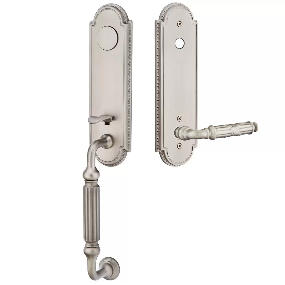 Emtek Orleans Tubular Entryset Monolithic with Ribbon & Reed Lever