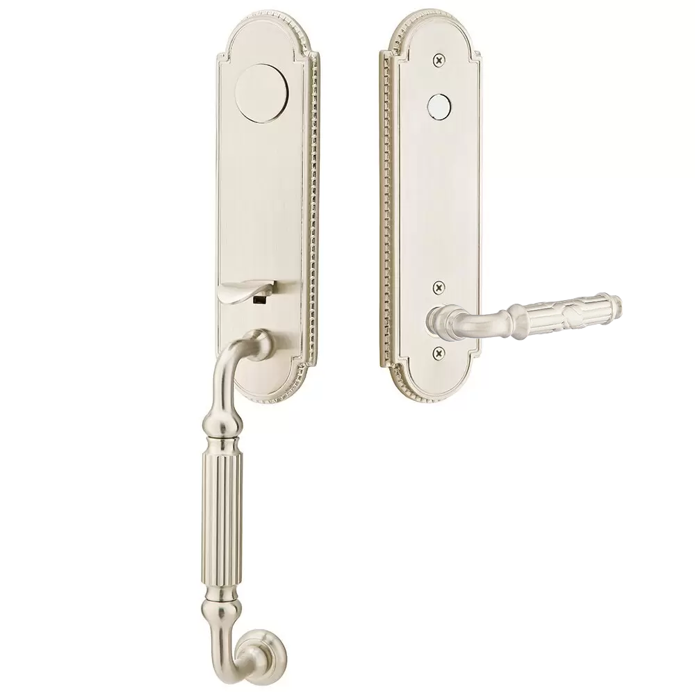 Emtek Orleans Tubular Entryset Monolithic with Ribbon & Reed Lever