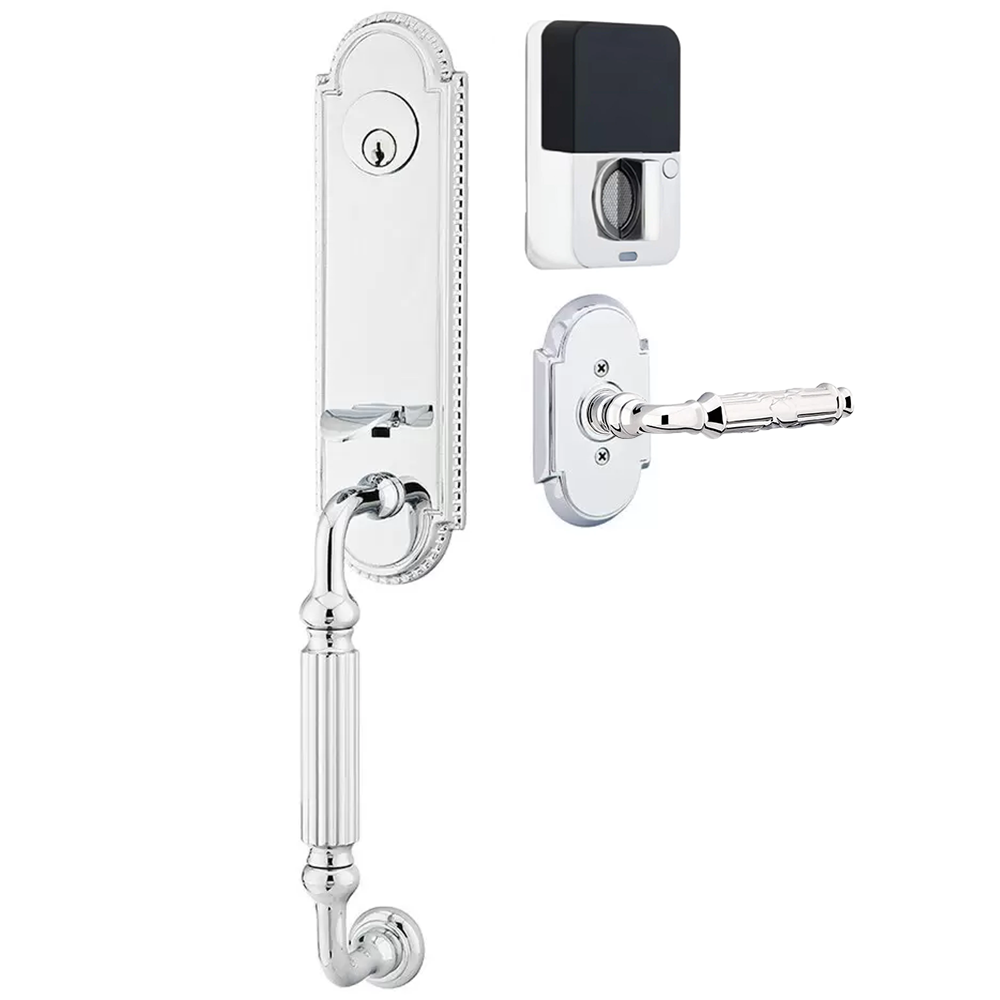 Emtek Orleans Tubular Entryset Monolithic with Ribbon & Reed Lever