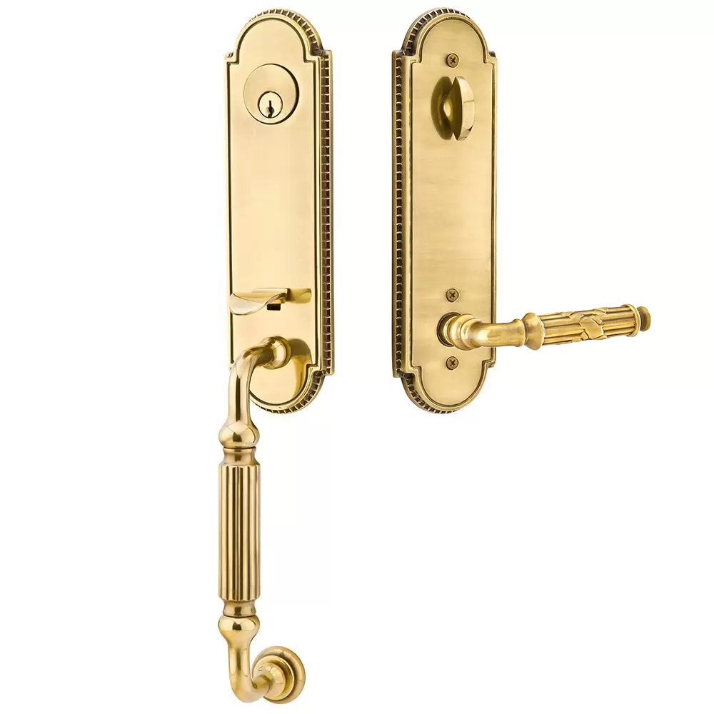 Emtek Orleans Tubular Entryset Monolithic with Ribbon & Reed Lever