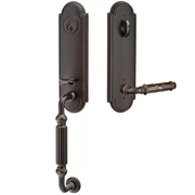 Emtek Orleans Tubular Entryset Monolithic with Ribbon & Reed Lever