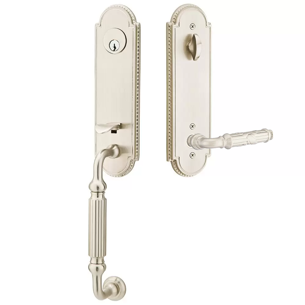 Emtek Orleans Tubular Entryset Monolithic with Ribbon & Reed Lever