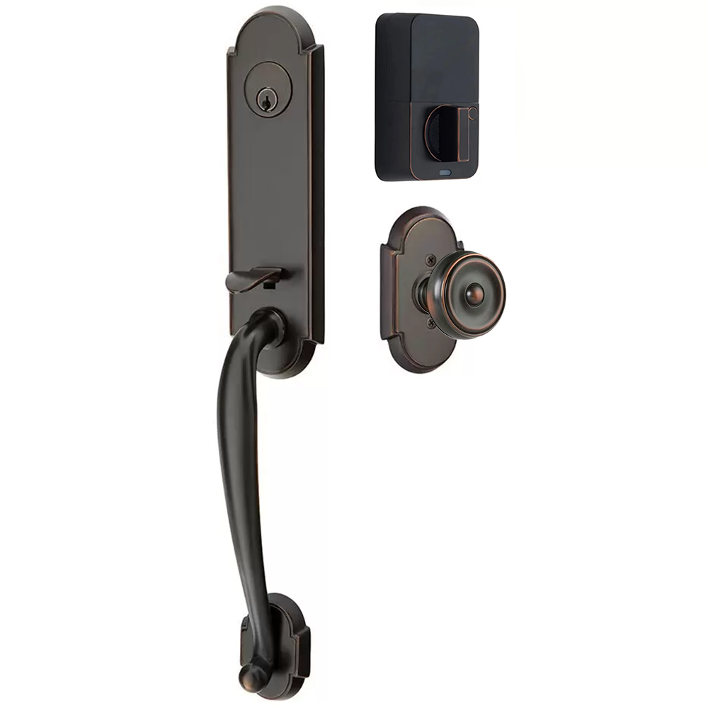 Emtek Richmond Tubular Entryset Monolithic with Waverly Knob