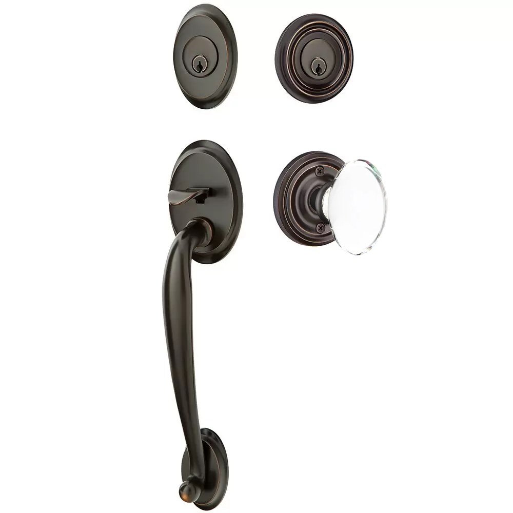 Emtek Saratoga Tubular Entryset Sectional with Hampton Glass Knob