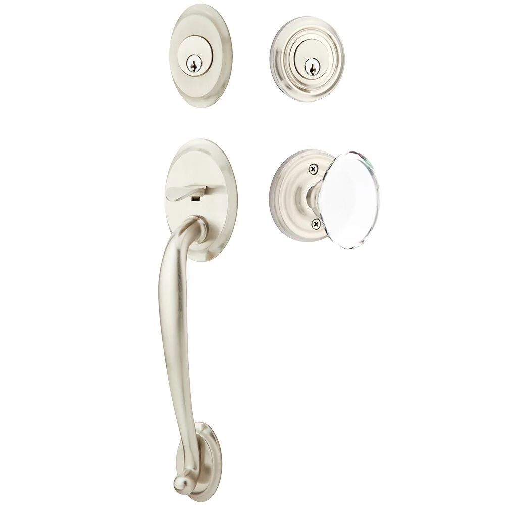 Emtek Saratoga Tubular Entryset Sectional with Hampton Glass Knob