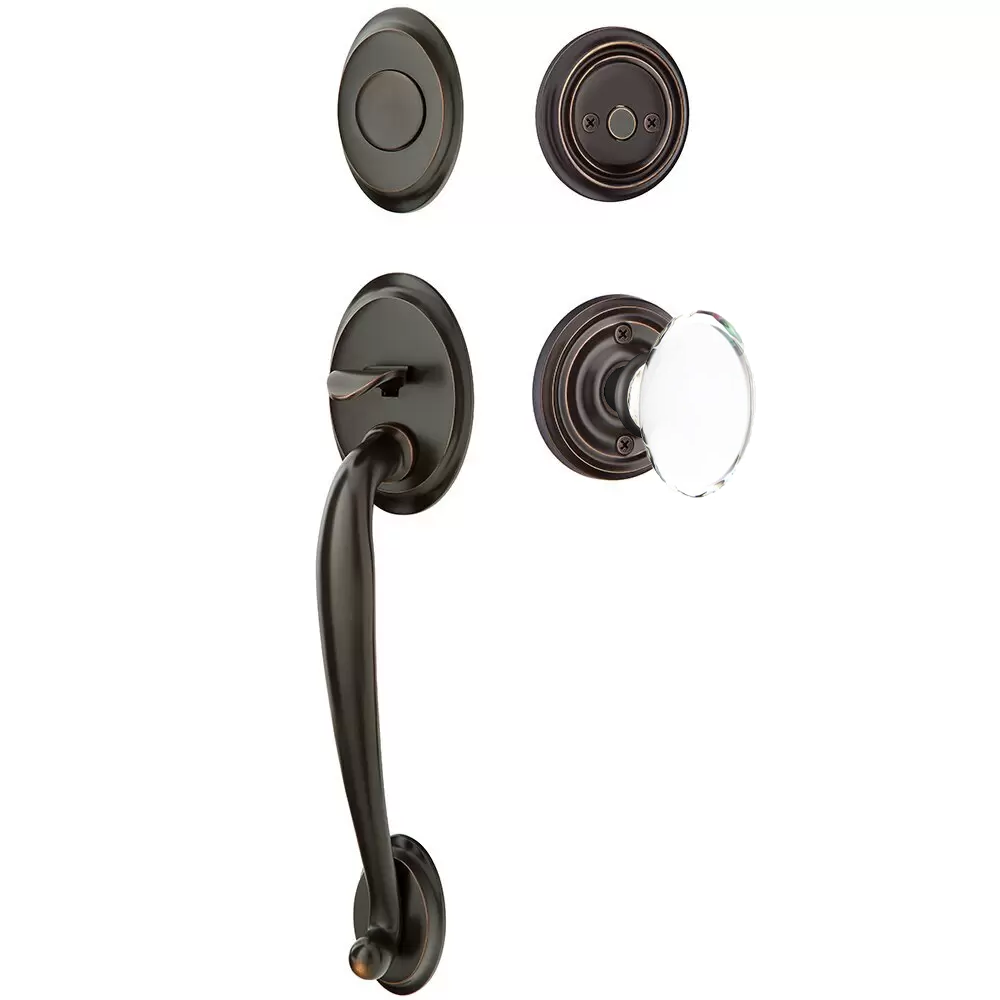 Emtek Saratoga Tubular Entryset Sectional with Hampton Glass Knob