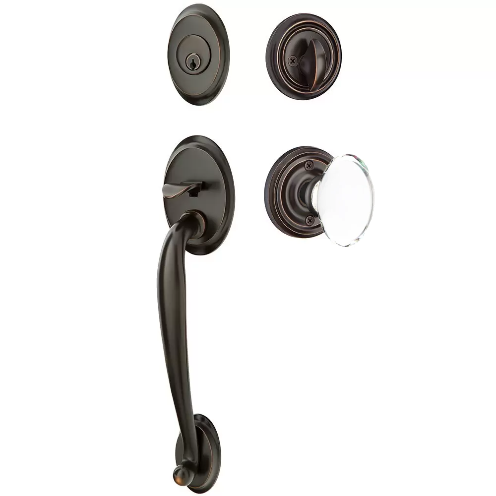 Emtek Saratoga Tubular Entryset Sectional with Hampton Glass Knob