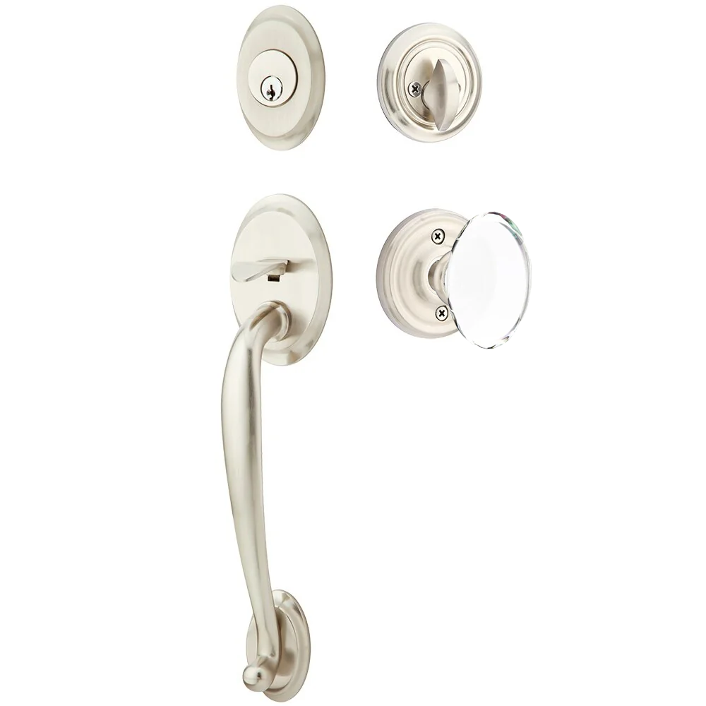 Emtek Saratoga Tubular Entryset Sectional with Hampton Glass Knob