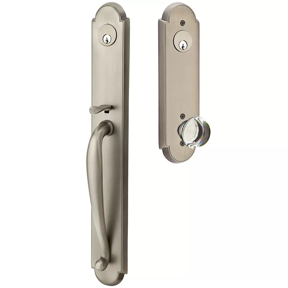 Emtek Wilmington Tubular Entryset Full Length with Providence Glass Knob