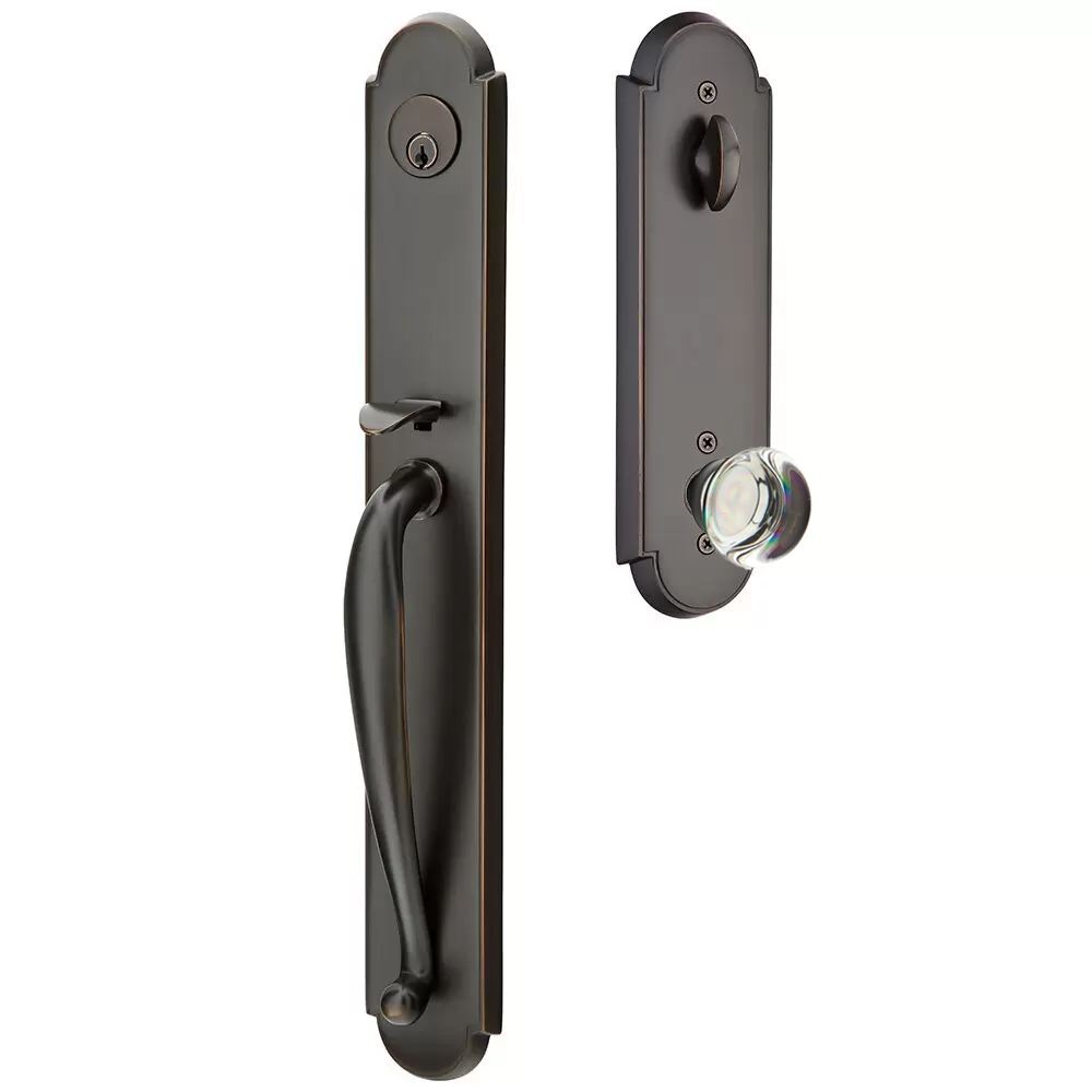 Emtek Wilmington Tubular Entryset Full Length with Providence Glass Knob