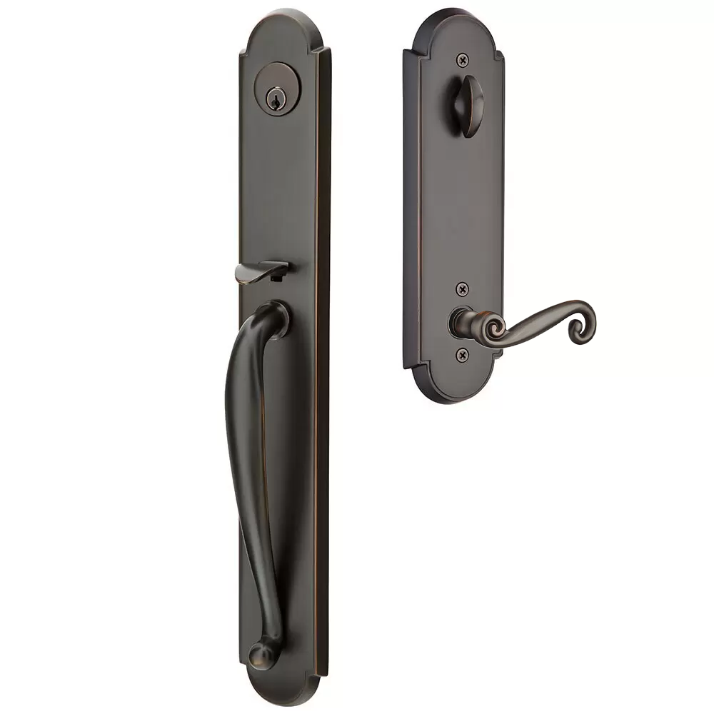 Emtek Wilmington Tubular Entryset Full Length with Rustic Lever