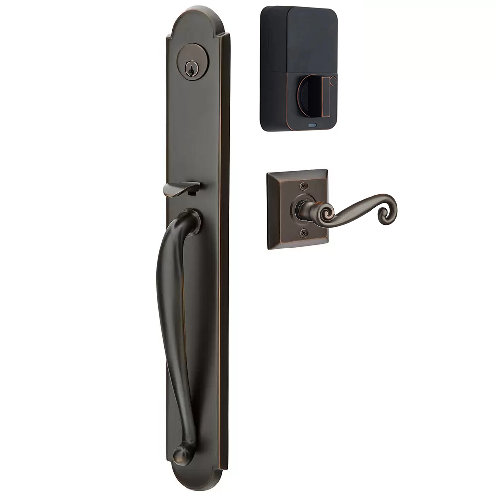 Emtek Wilmington Tubular Entryset Full Length with Rustic Lever