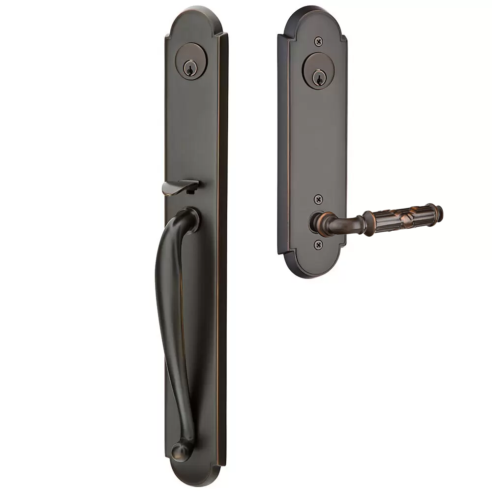 Emtek Wilmington Tubular Entryset Full Length with Ribbon & Reed Lever