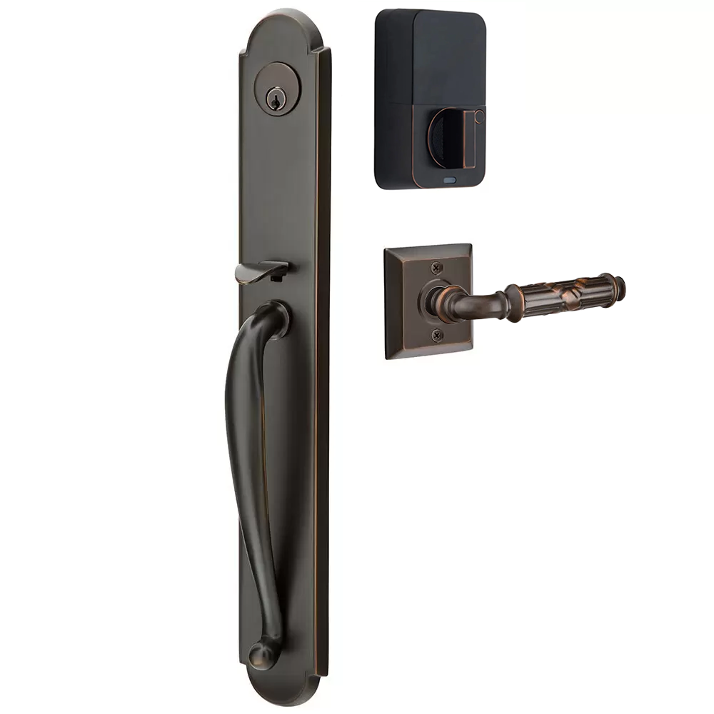 Emtek Wilmington Tubular Entryset Full Length with Ribbon & Reed Lever