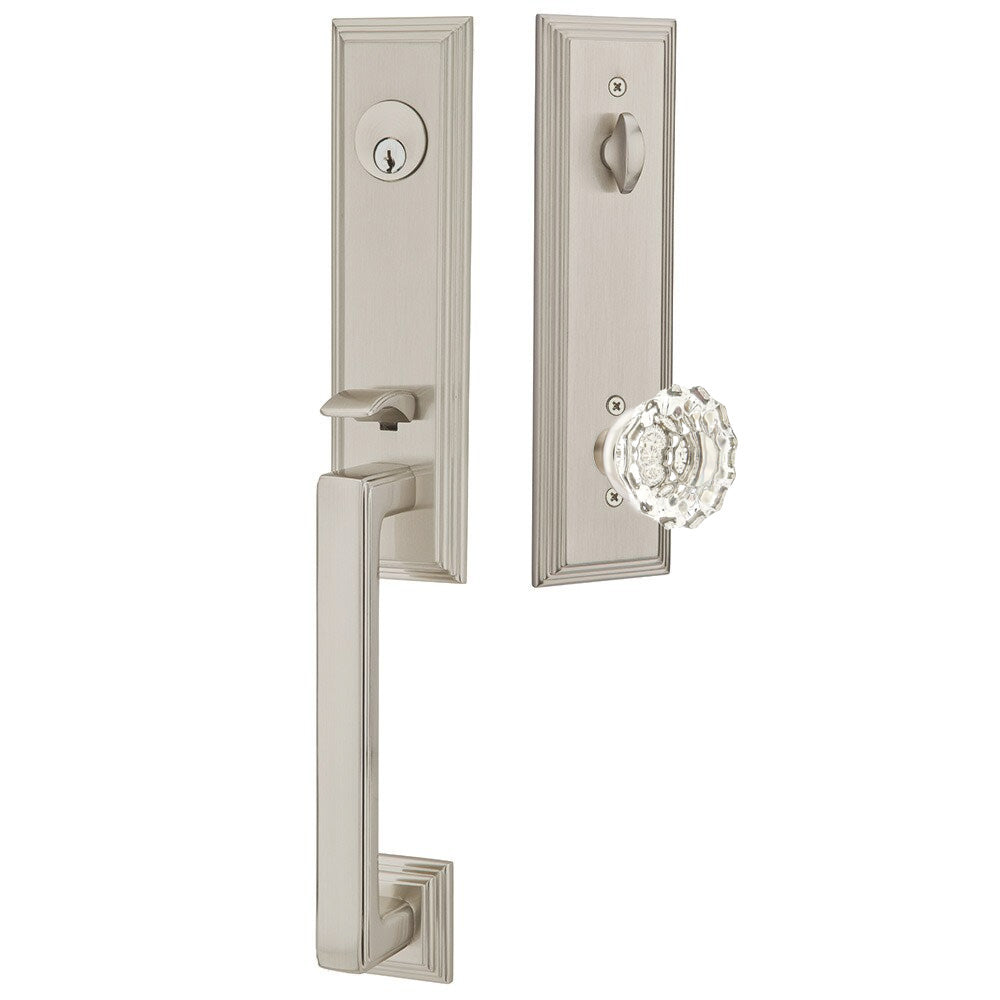 Emtek Wilshire Tubular Entryset Monolithic with Astoria Glass Knob