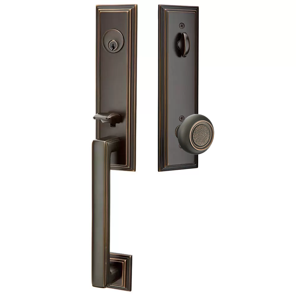 Emtek Wilshire Tubular Entryset Monolithic with Belmont Knob