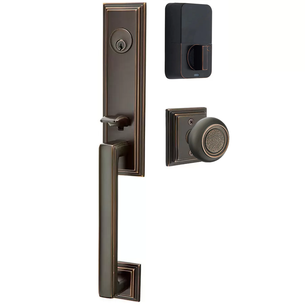 Emtek Wilshire Tubular Entryset Monolithic with Belmont Knob