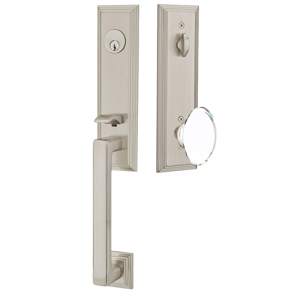 Emtek Wilshire Tubular Entryset Monolithic with Hampton Glass Knob