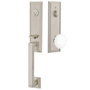 Emtek Wilshire Tubular Entryset Monolithic with Ice White Porcelain Knob